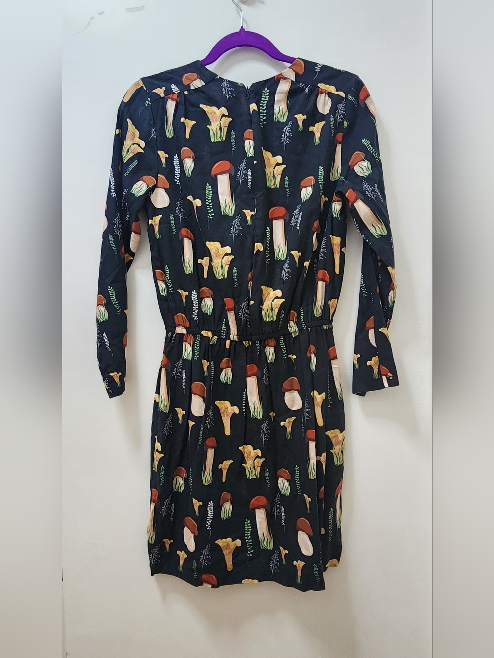 Pepalove Mushroom Cotton Dress Small Long Sleeve Mod Twee Whimsy Forestcore